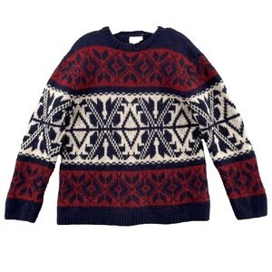 American Eagle Outfitters Navy and Red Crewneck Sweater